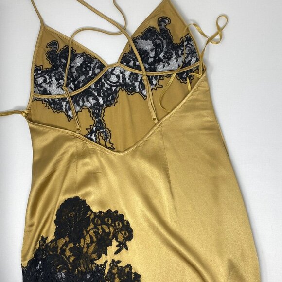 Agent Provocateur Nayeli Gold Black Silk Slip Dress AP2 Small - Picture 8 of 16